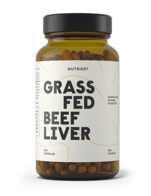 Nutriest 240 kapsułek Organiczna Liofilizowana Wątroba Wołowa Z Bydła Karmionego Trawą, Grass Fed Liver