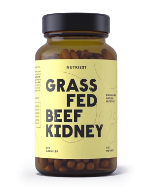 Nutriest 240 kapsułek Organiczne Liofilizowane Nerki Wołowe Z Bydła Karmionego Trawą, Grass Fed Kidney