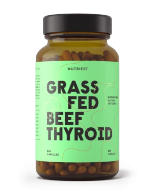 Nutriest 240 kapsułek Organiczna Liofilizowana Tarczyca Wołowa Z Bydła Karmionego Trawą, Grass Fed Thyroid