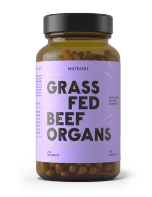 Nutriest 240 kapsułek Liofilizowane Organiczne Podroby Wołowe Z Bydła Karmionego Trawą, Grass Fed Organs