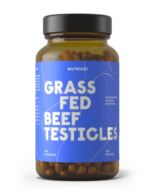 Nutriest 240 kapsułek Organiczna Liofilizowane Jądra Wołowe Z Bydła Karmionego Trawą, Grass Fed Testicles