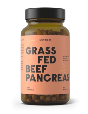 Nutriest 240 kapsułek Organiczna Liofilizowana Trzustka Wołowa Z Bydła Karmionego Trawą, Grass Fed Pancreas