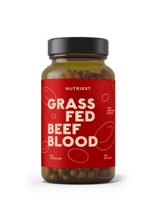 Nutriest 180 kapsułek Liofilizowana Krew Wołowa Z Bydła Karmionego Trawą, Grass Fed Blood