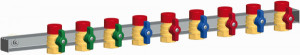 PAW Kugelhahnschiene G3/4", 9-fach 3/4" AG, 3/4" IG 3x gr&uuml;n, 3x blau, 3x rot