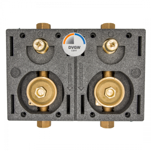 DELTAMESS Miniblock Duo Koax 2" 3/4" IG Rotguss mit AZK-Ventil