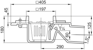 ACO Bodenablauf DN 100 1,5Grad M 125 m Anstr. ohne Rost schwarz