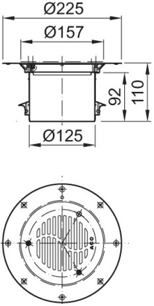 ACO Aufsatzst&uuml;ck ES K 3 verschraubt mit Klemmring