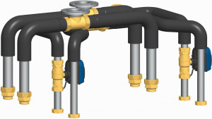 PAW Rohr Set FriwaMega Kask 2x2-Weg Vent Kabel Pri:2"+11/2" AG sd,Sek:11/2"+2...