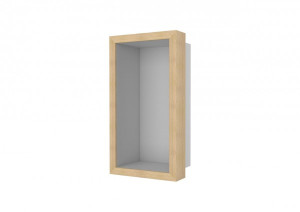 ESS Wandnische W-BOX Edelstahl geb&uuml;rstet Holzrahmen Oak Natural, 15x30x10 cm