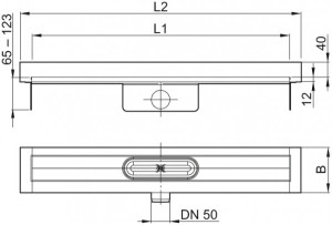 ACO Duschrinne ShowerDrain C 65mm hoch, Aufkantung hinten 1000mm