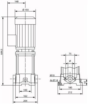 Wilo HD Kreiselpumpe Multivert MVIL 3?400 V Typ 510 Rp 1"/Rp 1 1/4" 2,2 kW