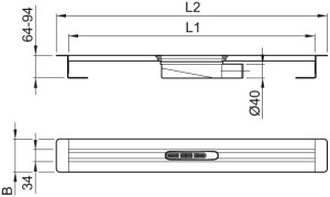 ACO Duschrinne ShowerDrain S DN 40, Einbauh&ouml;he 64 94mm 800mm