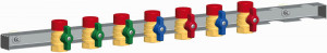 PAW Kugelhahnschiene G3/4", 7-fach 3/4" AG, 3/4" IG 3x gr&uuml;n, 2x blau, 2x rot