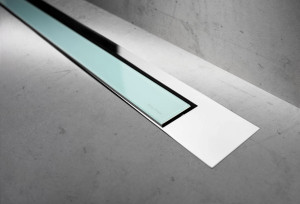ESS Duschrinne Modulo TAF Design Z-3 Poliert, Glass Gr&uuml;n, 900