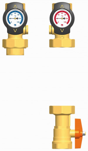 PAW Pumpenset TK5 DN 32 VL = 2x 2" &Uuml;-Mut RL = 2x 11/4" IG SKB, Thermometer