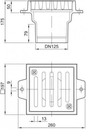 ACO Bodenablauf Klasse M 125, Rost verschraubt DN 100