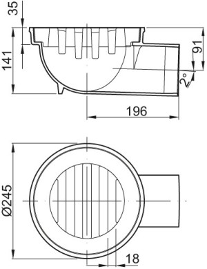 ACO Bodenablauf DN 100 M 125, H&ouml;he 40mm
