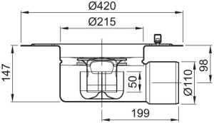 ACO Bodenablauf Variant CR DN 100 Stutzenn. 1,5Grad Klebefl. o GV