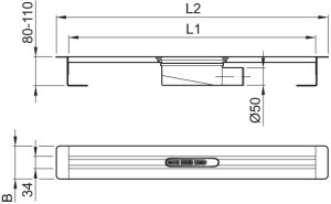 ACO Duschrinne ShowerDrain S DN 50, Einbauh&ouml;he 80 110mm 800mm