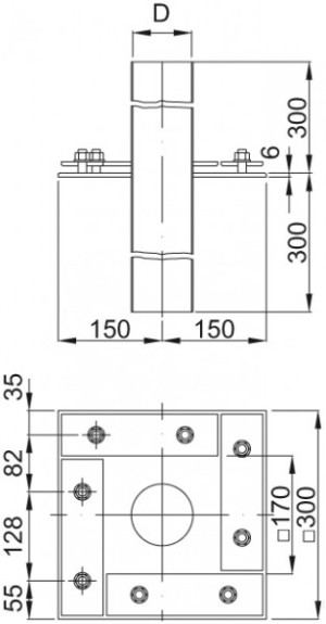 ACO Deckendurchf&uuml;hrung ES mit 1 H&uuml;lsrohr d= 89mm