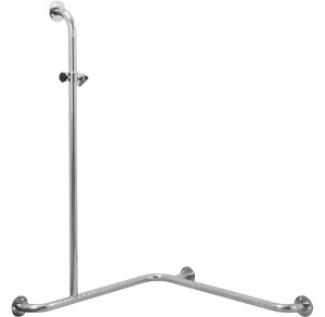AS Duschhandlauf Edelstahl 1.4301, links Brausestange aufgesetzt, 670x670x110...
