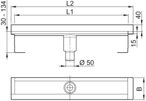 ACO Duschrinne ShowerDrain E DN 50, Aufkantung hinten und links 800mm