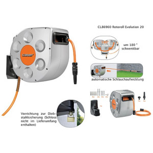 ewuaqua iWater Rotoroll Evolution 20 m automatische Wandschlauchbox Premium