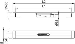 ACO Duschrinne ShowerDrain S DN 32, Einbauh&ouml;he 55 85mm 900mm