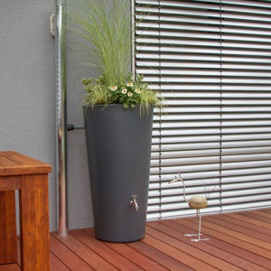ewuaqua iWater Rainbowl Flower 150 l anthrazit PE-Regenwasserspeicher bepflan...