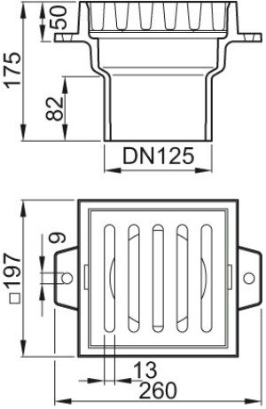 ACO Bodenablauf Klasse M 125, Rost mit Anstrich DN 125