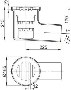 ACO Bodenablauf Klasse L15 DN 100, Eimer PE