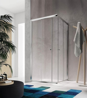 Eck-Duschkabine Elion Reversibel 965-990x1165-1190mm,H&ouml;he:1950mm, Glas 6mm,Al...