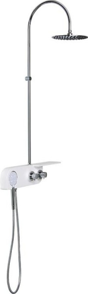 Wand-Brausesystem Erzana aus Cristalplant mit Thermostat, Farbe wei&szlig;/chrom