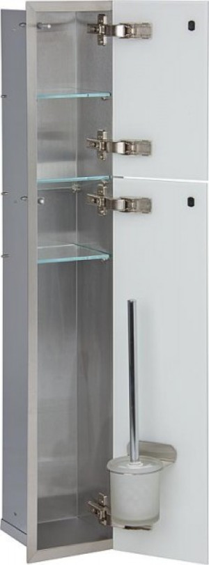 WC-Wandcontainer,2 schwarze Glas- t&uuml;ren,1 Papierrollenfach +2 F&auml;cher, BxH:180...