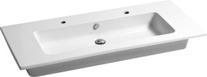 Waschtisch Elikia 1210x180x510, aus Keramik, wei&szlig;, Einzelbecken,2xHahnloch