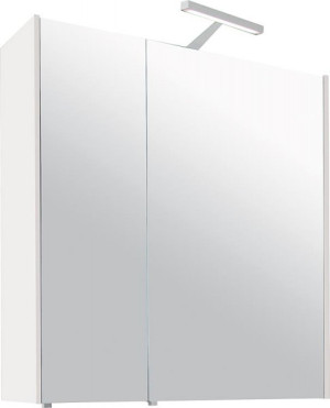 Spiegelschrank mit Beleuchtung wei&szlig; Hochglanz 2 T&uuml;ren 700x750x188mm