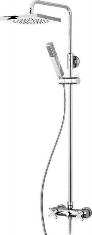 Brausesystem Cube + Brausemi. Stabhandbrause + 210x210 mm Kopfbrause
