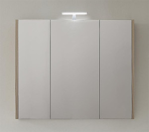Spiegelschrank mit Beleuchtung L&auml;rche hellbraun 3 T&uuml;ren 950x750x188mm