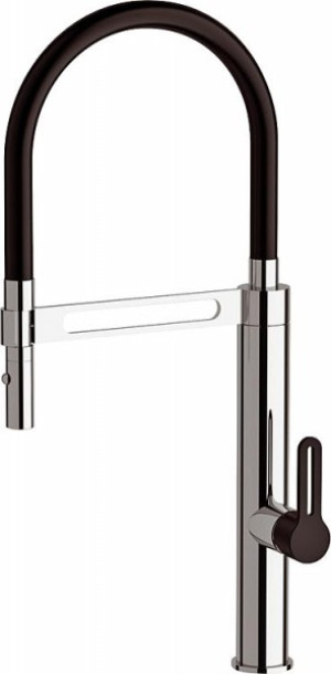 Sp&uuml;ltischmischer Enzan verchr., Schwenkauslauf + Hebel schwarz, Ausladung 230mm