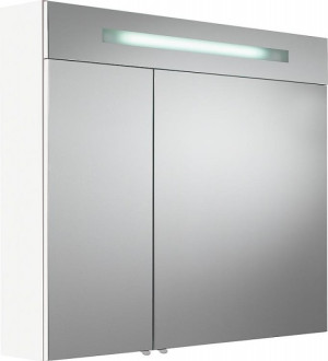 Spiegelschrank m. bel. Blende wei&szlig; Hochglanz 2 T&uuml;ren 900x740x160mm