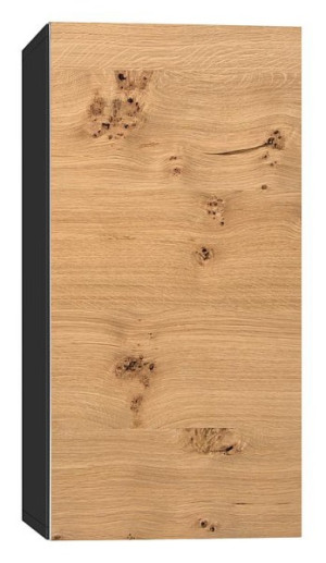Hochschrank ELA mit Softclose Korpus schwarz smt - Front Eiche Furnier hell 4...