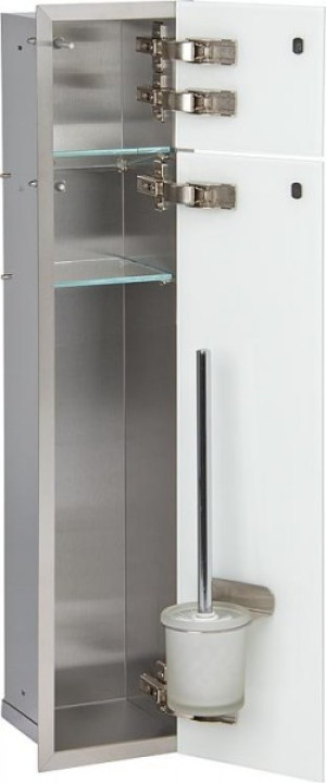 WC-Wandcontainer, 2 wei&szlig; Glas- t&uuml;ren, 1Papierrollenfach + 1 fach, BxH:180x825...