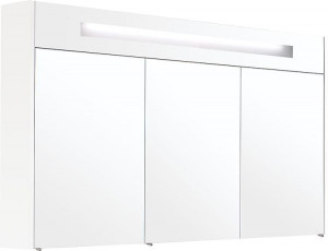 Spiegelschrank m. bel. Blende wei&szlig; Hochglanz 3 T&uuml;ren 1200x750x188mm