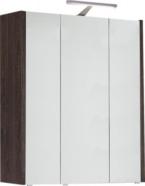 Spiegelschrank mit Beleuchtung Eiche dunkel Dekor 3 T&uuml;ren 850x750x188mm