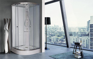 Komplettdusche Shower 1/4-Kreis, 900x900x2110mm,R=550,Thermotat- mischer+Hand...
