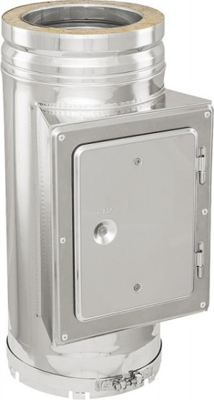 Doppelwandiges Abgassystem Reinigungs-Element DN 200 f&uuml;r Unterdruck, incl. Kl...