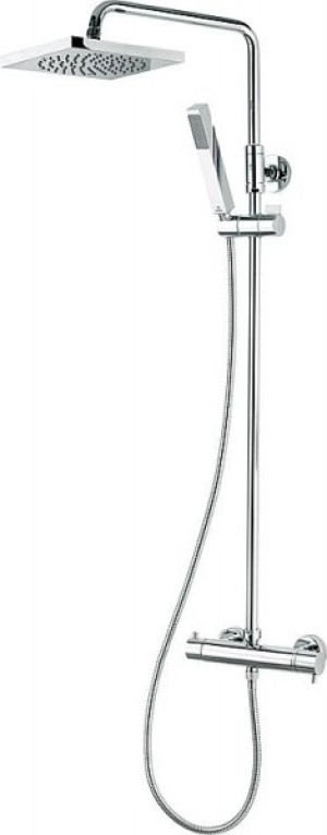 Brausesystem Cube + Thermost. Stabhandbrause + 210x210 mm Kopfbrause