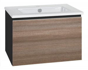 WTU + Keramik-WT Serie ELA Korpus schwarz smt - Front Teak 610x420x510mm