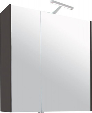 Spiegelschrank mit Beleuchtung anthrazit Hochglanz 2 T&uuml;ren 700x750x188mm