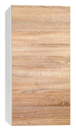 Hochschrank ELA mit Softclose Korpus wei&szlig; smt - Front Eiche s&auml;gerau 400x800x3...
